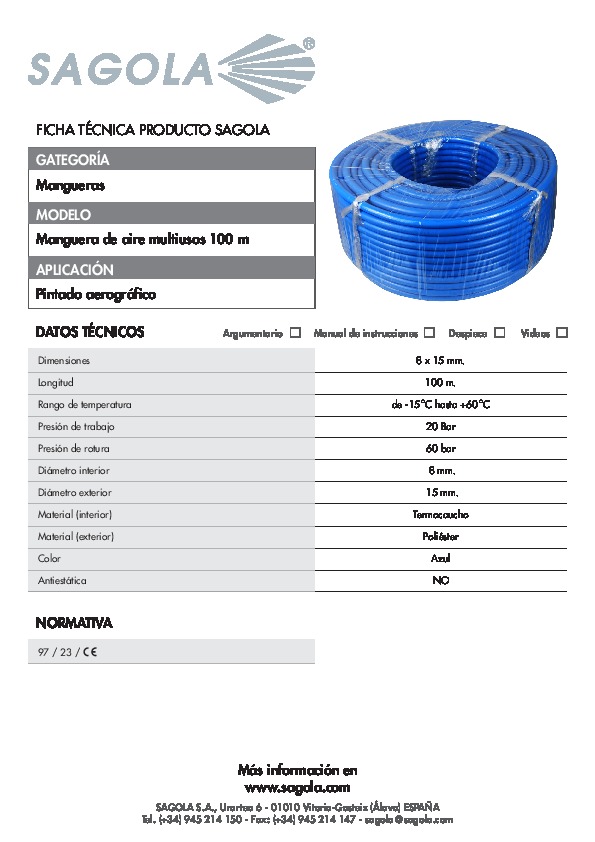 Ficha técnica Manguera de aire multiusos