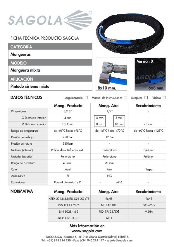 Ficha técnica Manguera Mixta